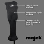 Majek All Hybrid Head Cover Golf Club Black Sleek Tight Fit Headcover Set 3-Pw Acrylic Head Covers 3 4 5 6 7 8 9 Pw Easy To See