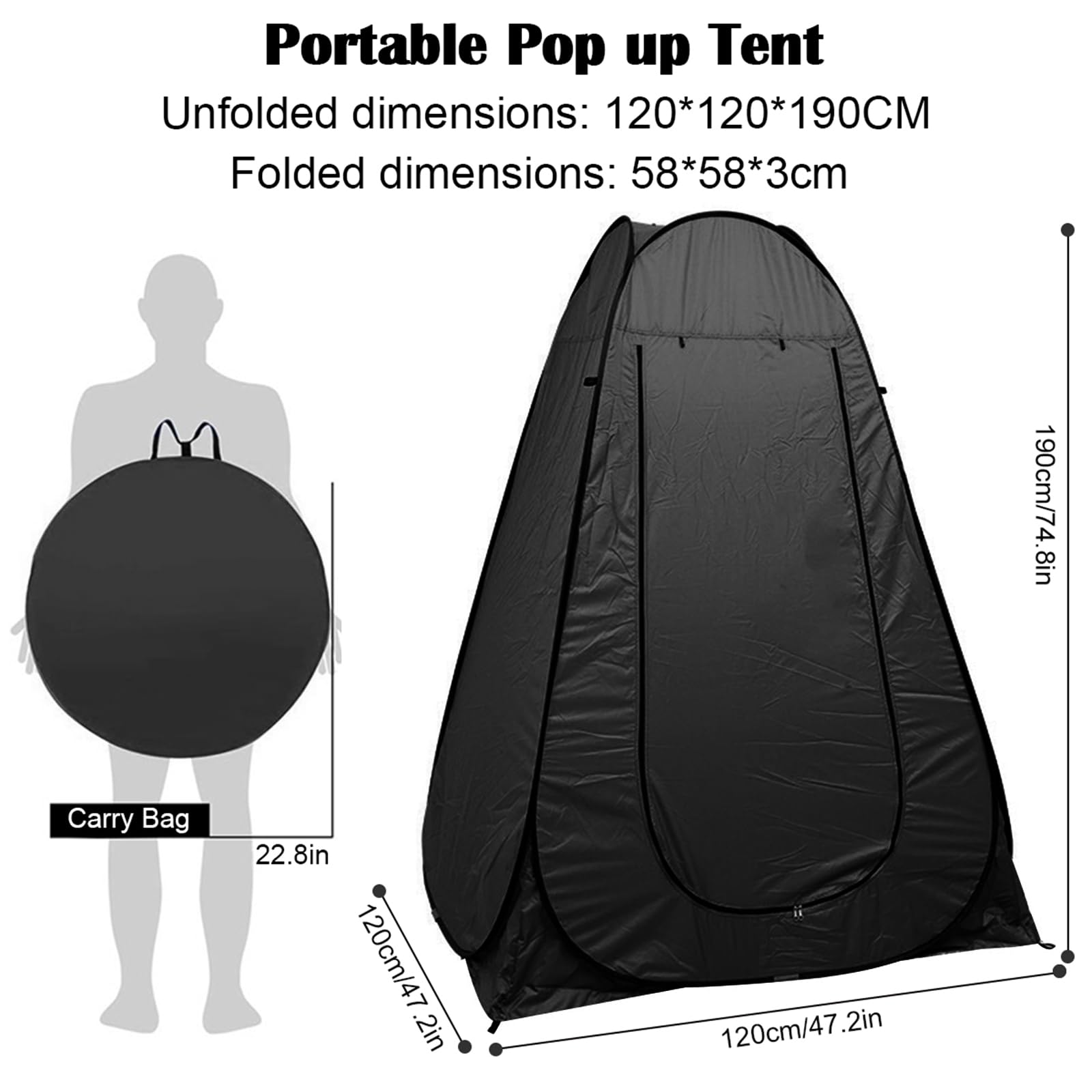 Petgin Pop Up Tent Upgrade Privacy Shower Tent Portable Outdoor Sun Shelter For Toilet Camping Biking Beach-Black,With Folding C
