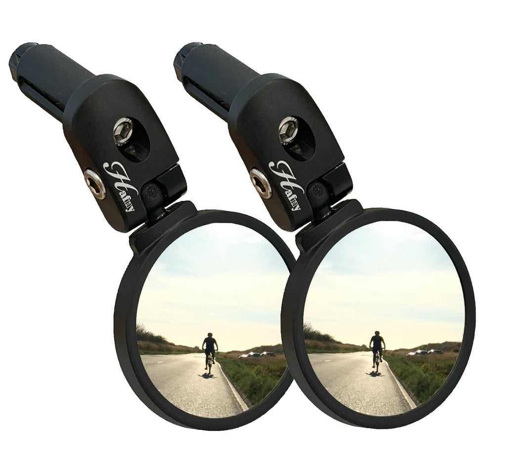 Hafny Bar End Bike Mirror, Stainless Steel Lens, Safe Rearview Mirror (Black 62 Diameter * 2Pcs)