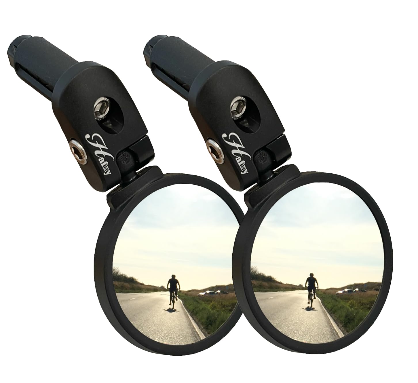 Hafny Bar End Bike Mirror, Stainless Steel Lens, Safe Rearview Mirror (Black 62 Diameter * 2Pcs)