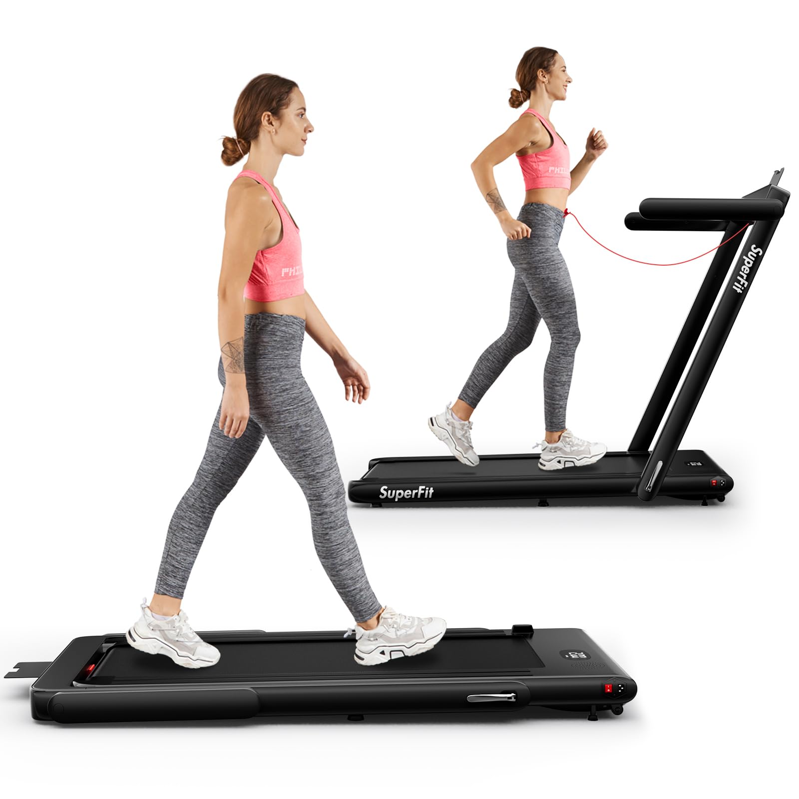 Goplus 2 In 1 Folding, Superfit Under Desk Electric Treadmill, 2.25Hp Installation-Free With Blue Tooth Speaker, Remote Control,