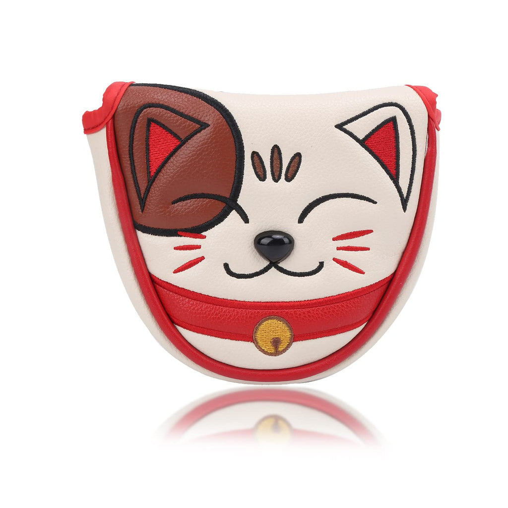 Keenso Golf Center Shaft Putter Cover, Lucky Cat Waterproof Golf Mallet Head Cover Club Center Putter Headcover Guard Protector