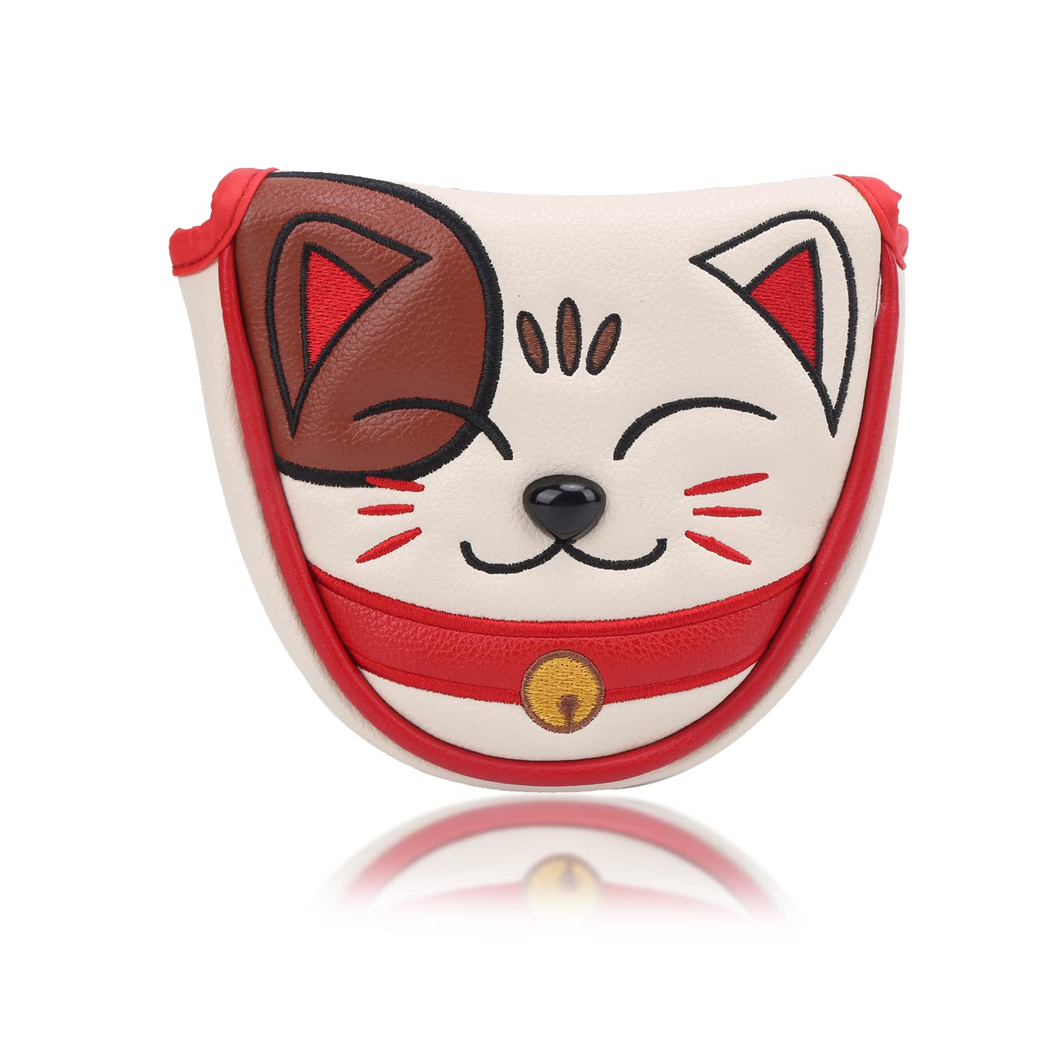 Keenso Golf Center Shaft Putter Cover, Lucky Cat Waterproof Golf Mallet Head Cover Club Center Putter Headcover Guard Protector