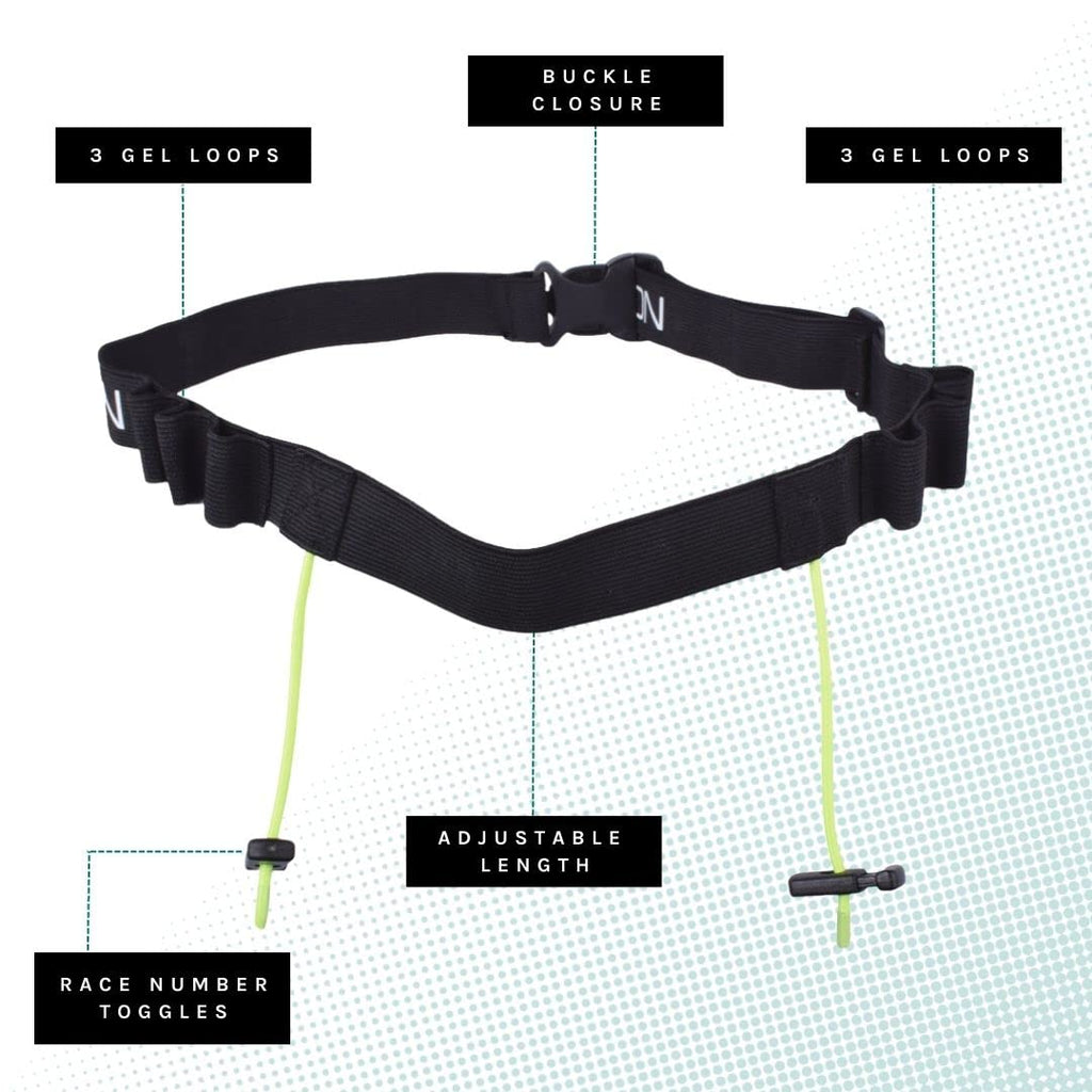 Velochampion Adjustable Running Triathlon Sports Number Belt With Gel Holders No Pins Needed.