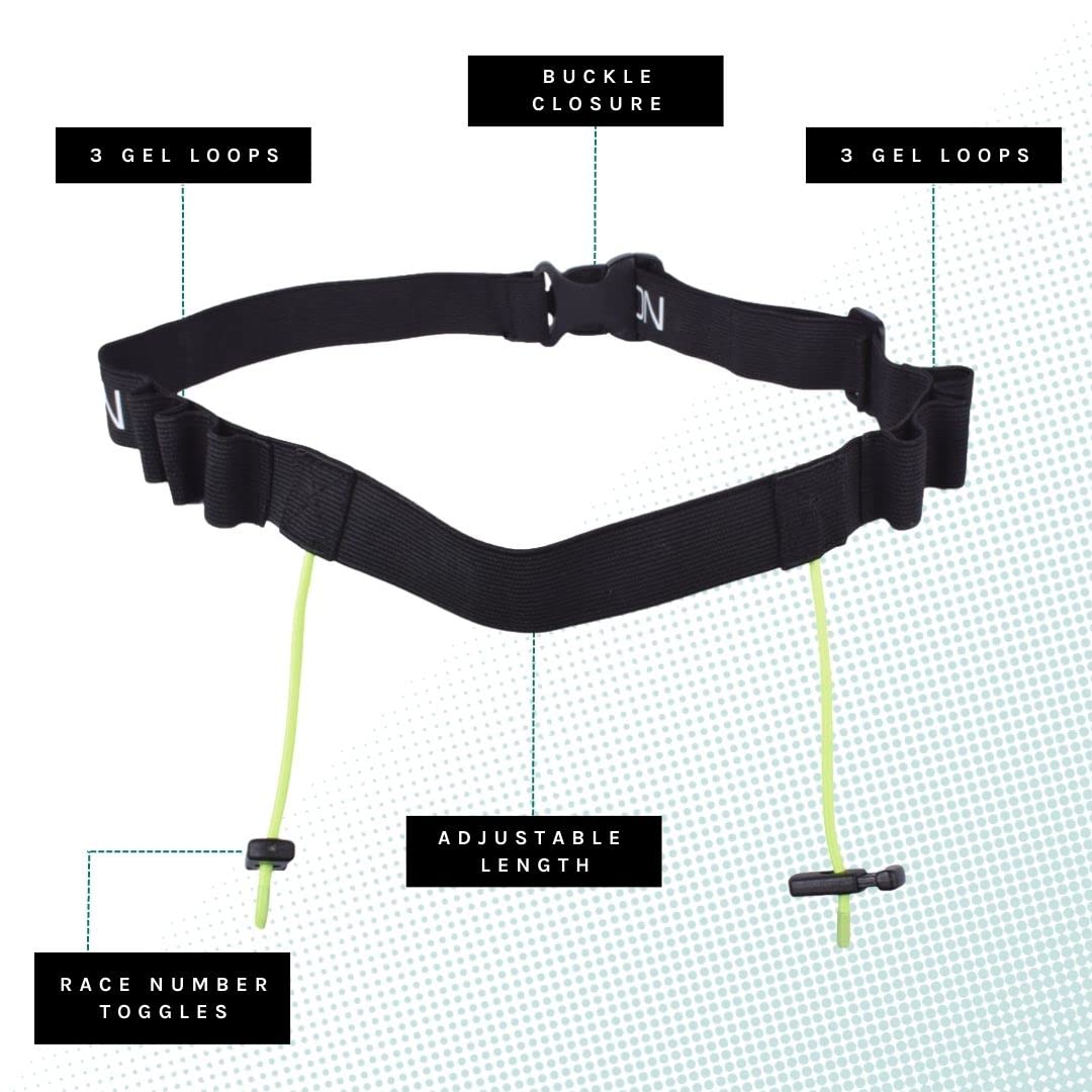 Velochampion Adjustable Running Triathlon Sports Number Belt With Gel Holders No Pins Needed.