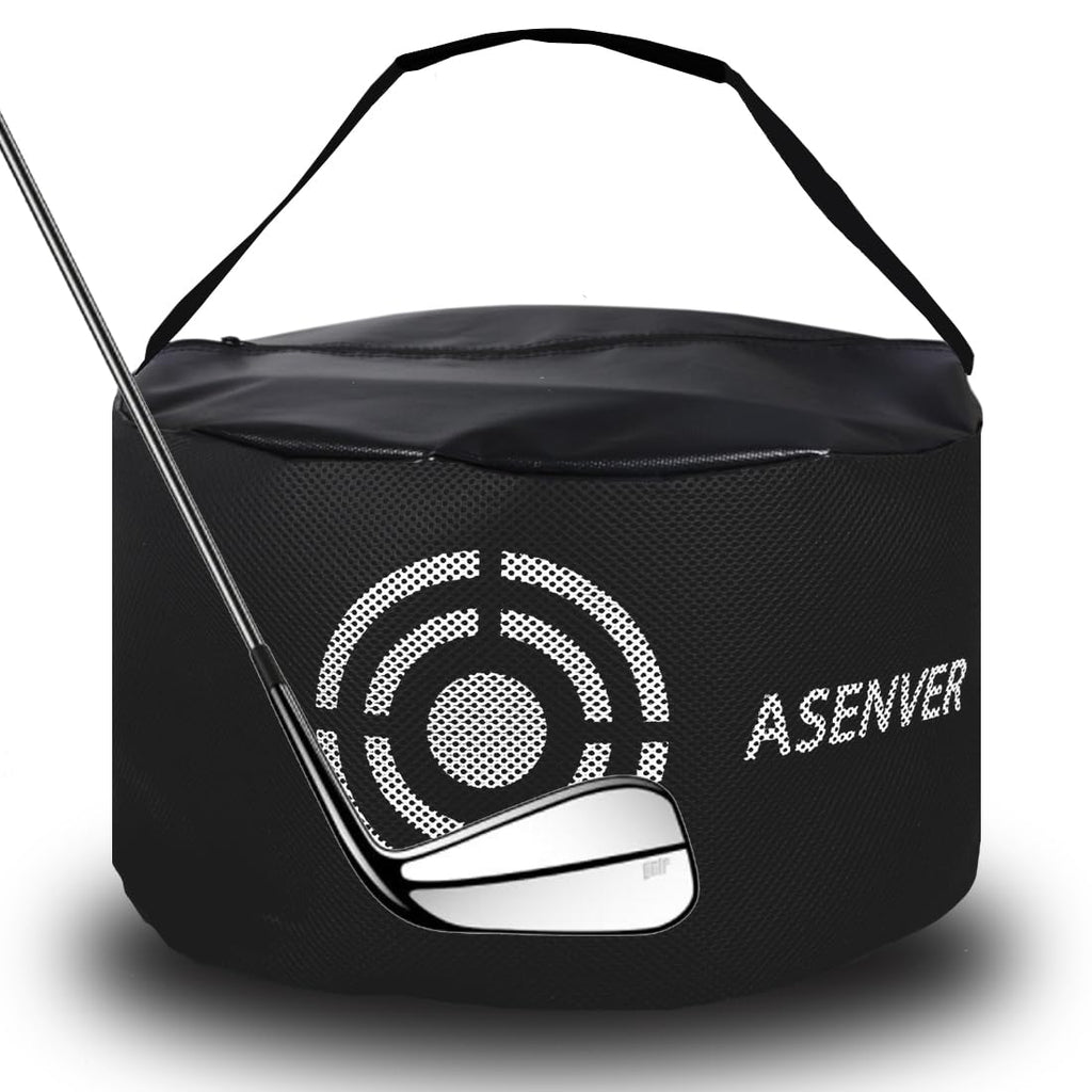 Asenver Black Golf Impact Bag Silent Golf Swing Trainer Golf Smash Bag Portable Power Hitting Bag Golf Training Aid