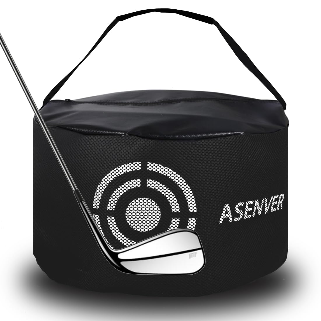 Asenver Black Golf Impact Bag Silent Golf Swing Trainer Golf Smash Bag Portable Power Hitting Bag Golf Training Aid