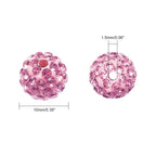 Ph Pandahall 10Mm Pink Rhinestones Beads 100Pcs Pave Disco Ball Clay Beads Polymer Clay Crystal Beads Round Craft Beads For Frie