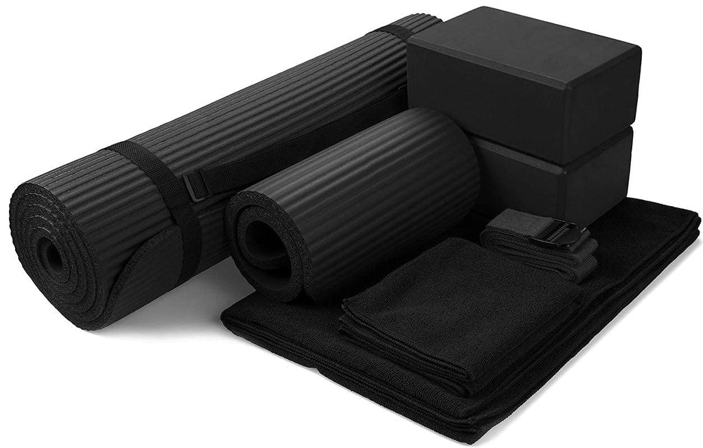 Balancefrom Goyoga 7-Piece Set - Include Yoga Mat With Carrying Strap, 2 Yoga Blocks, Yoga Mat Towel, Yoga Hand Towel, Yoga Stra