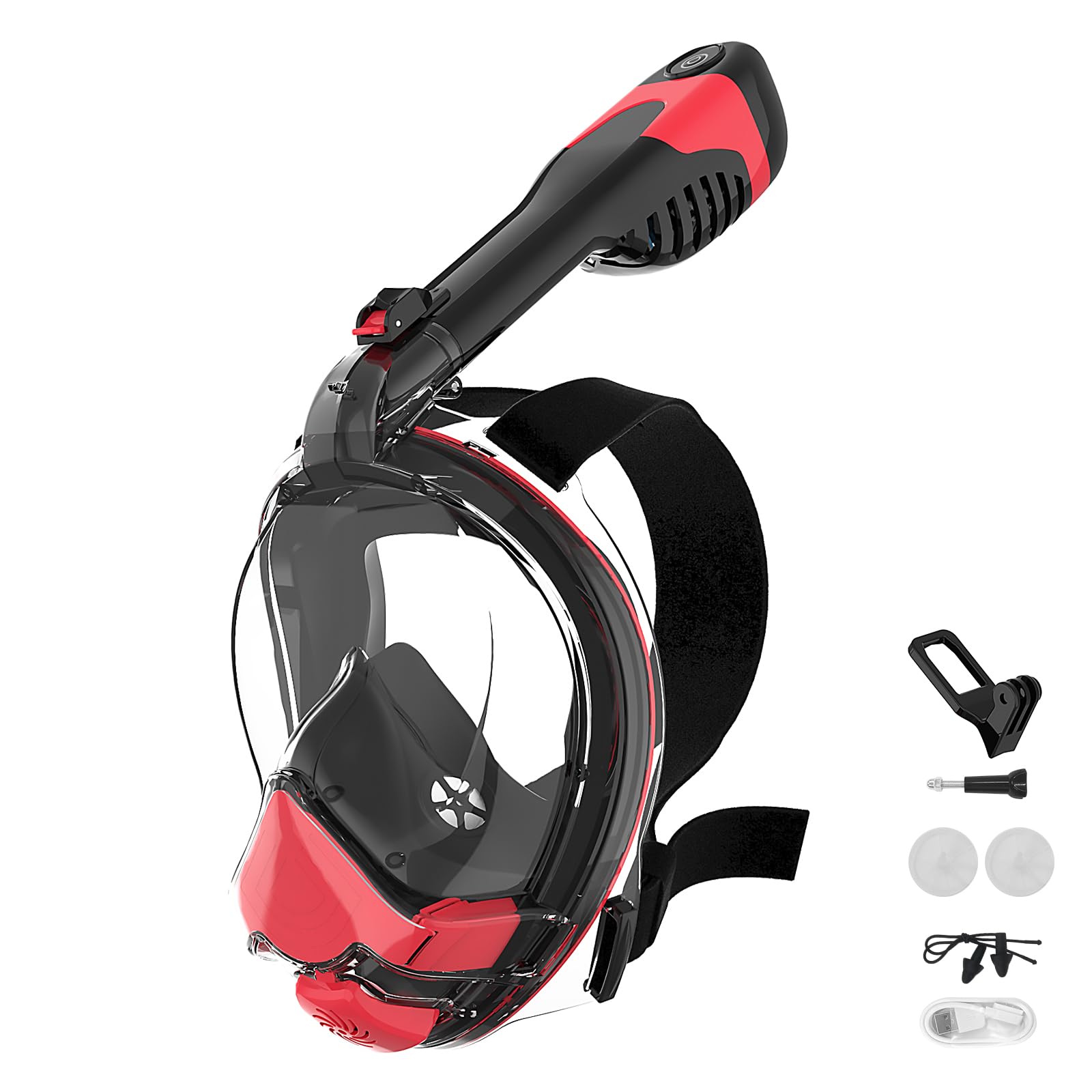 Tizikcon Electric Full Face Snorkel Mask, 180 Panoramic HD Anti-Fog View, FDA-Compliant Soft Silicone Leak-Proof, Easy Breathing