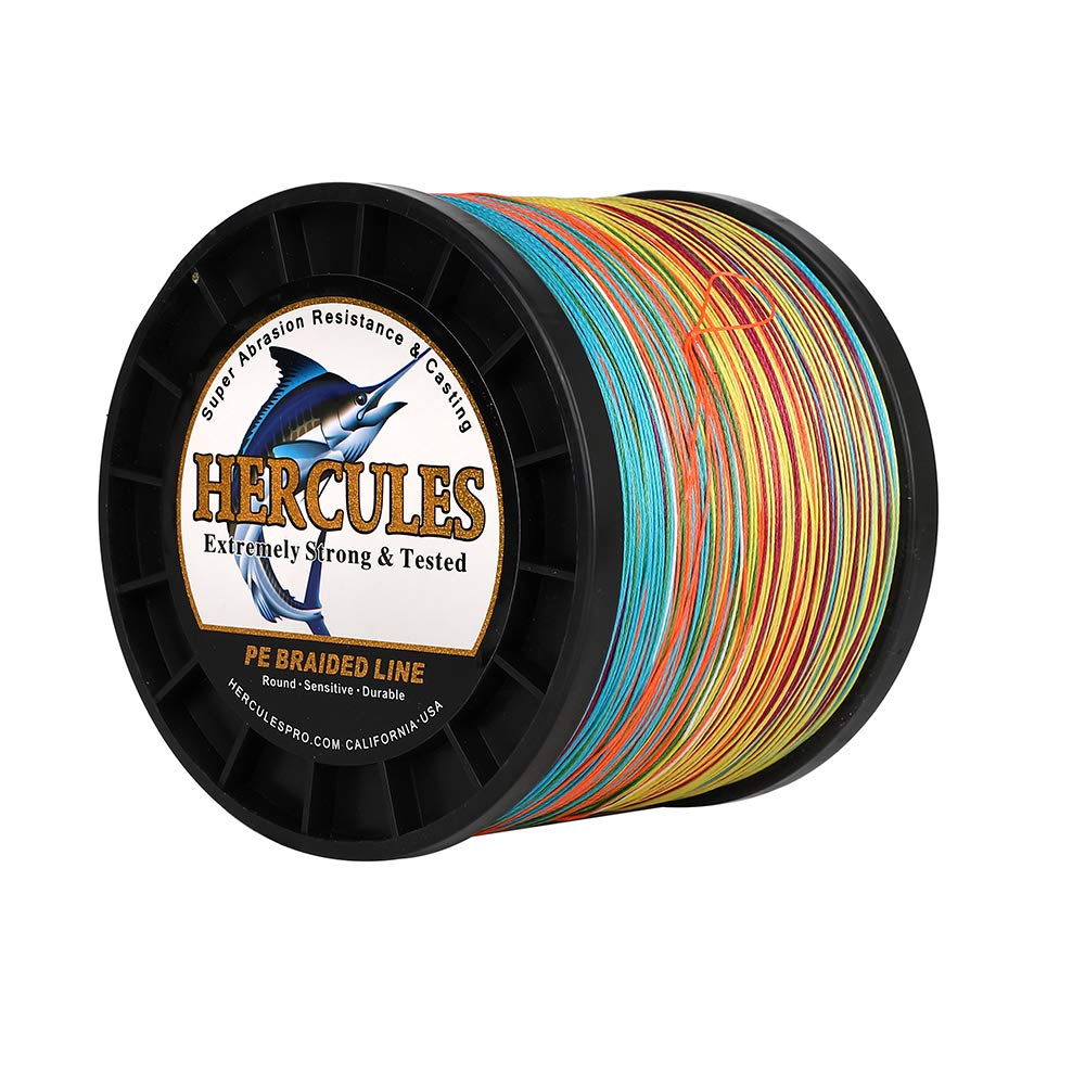 Hercules Braided Fishing Line 2000M 2187Yds 10Lbs-200Lbs Pe Superline 8 Strands (Multicolor 120Lb/54.5Kg 0.58Mm)