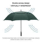 G4Free 62 Inch Automatic Open Golf Umbrella Extra Large Oversize Double Canopy Vented Windproof Waterproof Stick Umbrellas(Dark