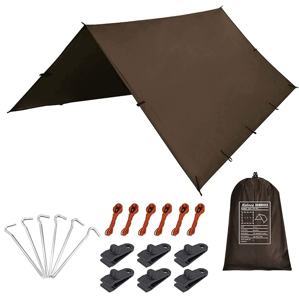 Kalinco Camping Tarp Waterproof, 10X12Ft Hammock Rain Fly Tarp Tent, Multifunctional Tent Footprint, Lightweight And Compact For