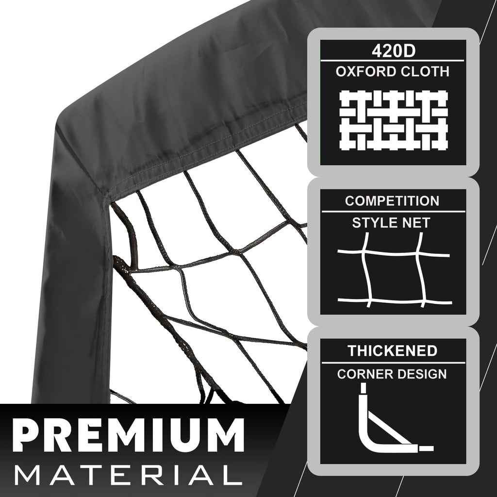 Runbow 6X4 Ft Portable Kids Soccer Goal For Backyard Practice Soccer Net With Carry Bag (6X4 Ft, Black, 1 Pack)