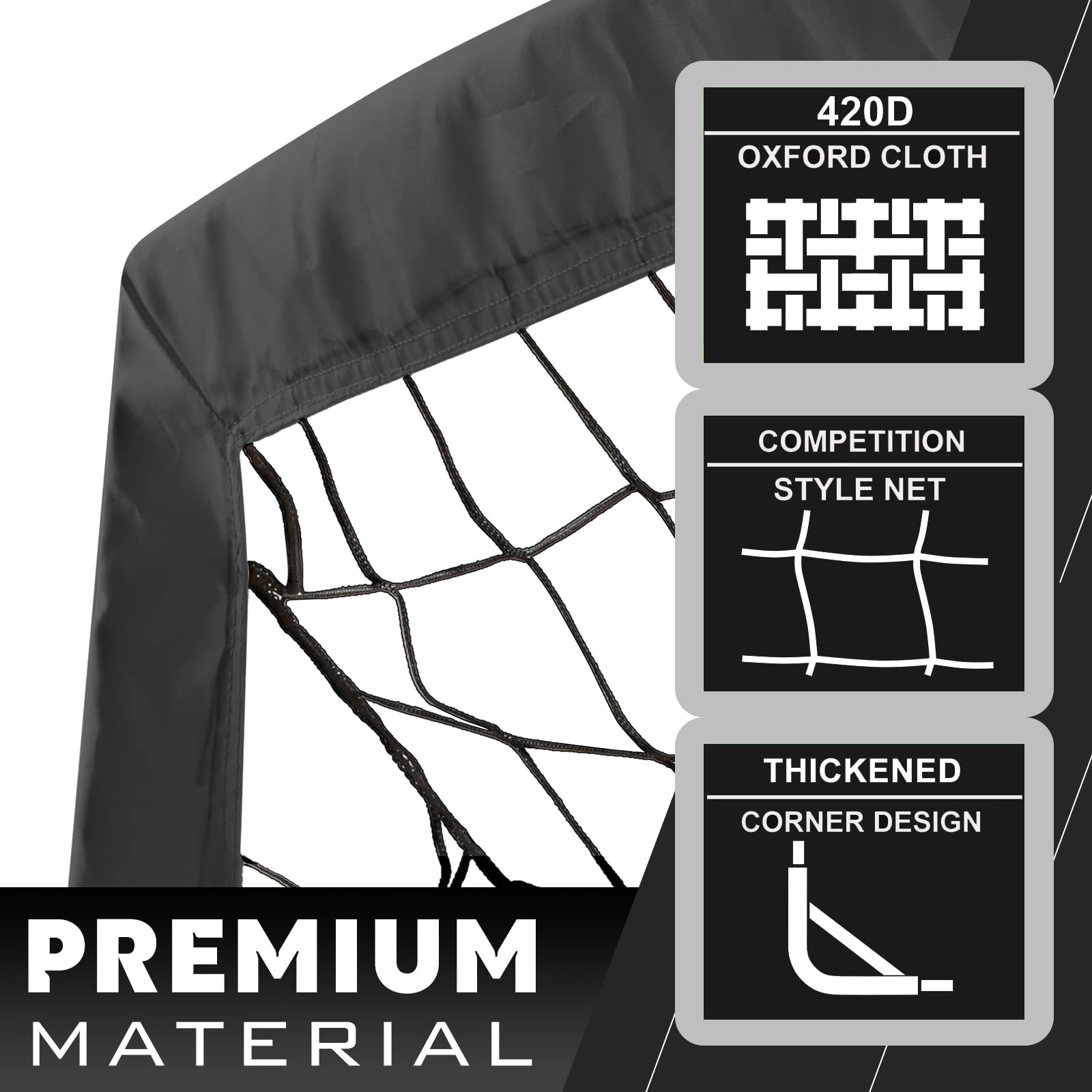 Runbow 6X4 Ft Portable Kids Soccer Goal For Backyard Practice Soccer Net With Carry Bag (6X4 Ft, Black, 1 Pack)