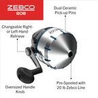 Zebco 808 Saltwater Spincast Reel And Fishing Rod Combo, 7-Foot 2-Piece Fishing Pole, Size 80 Reel, Changeable Right- Or Left-Ha