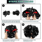 Lovecheer 2Pcs Pom Poms Cheerleading Black Metallic Cheer Pom Poms With Baton Handle For Sports Team Spirit Party Cheering