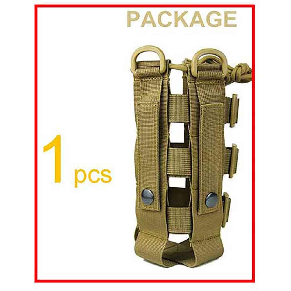 Patiosguard Tactical Water Bottle Pouch For Molle Systems, Adjustable Outdoor Sports Kettle Carrier Holder (Brown)