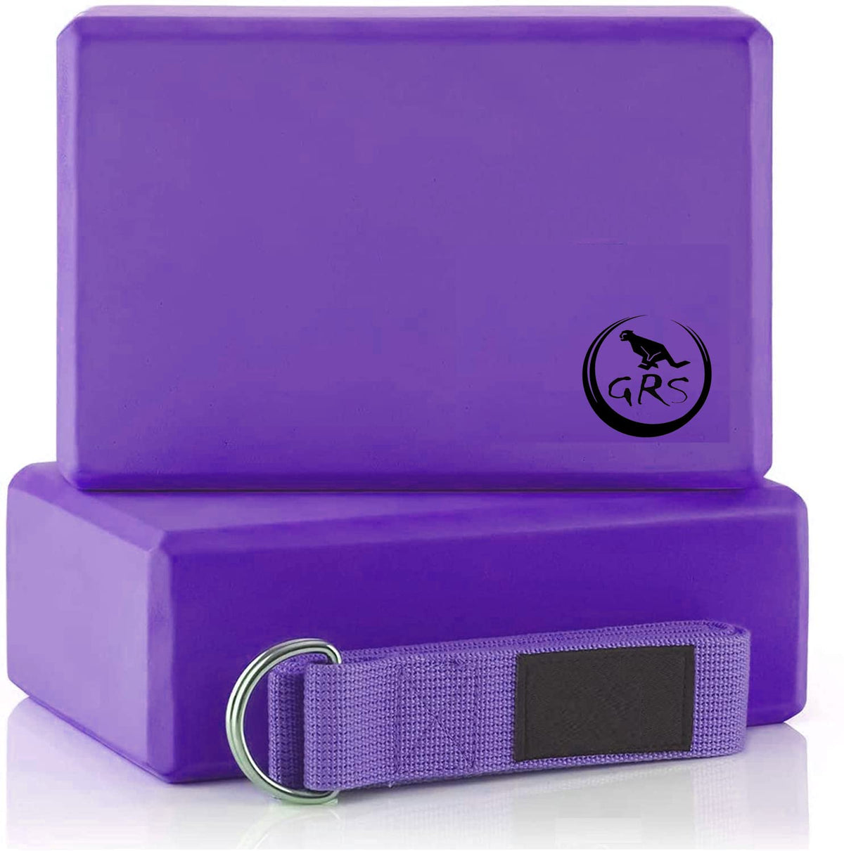 Grs  High Density Eva Yoga Support Lightweight Odour Resistant And MoistureProof 2 Pc Blocks And Belt(Multicolor)