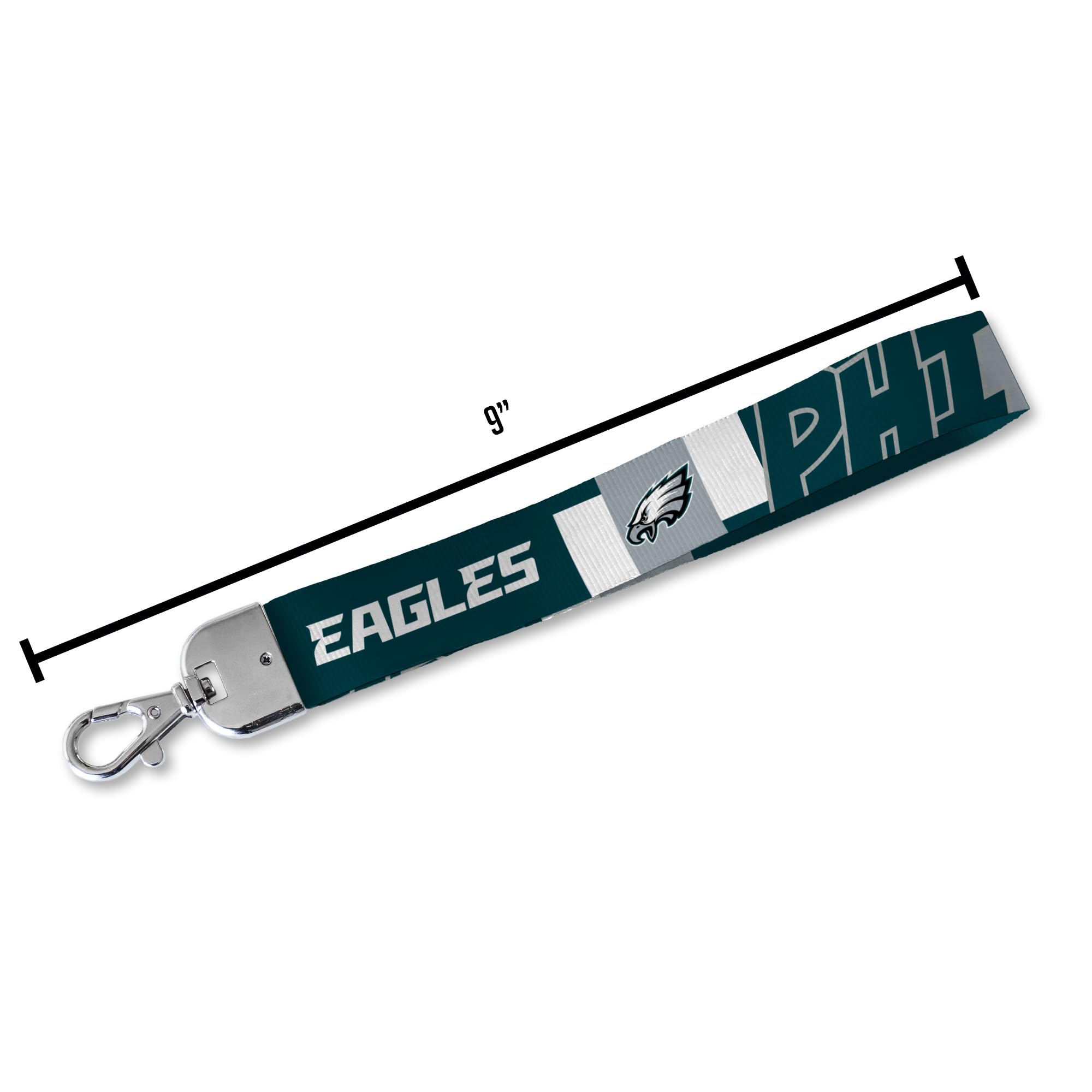 Rico Industries Nfl Football Philadelphia Eagles Standard Wrist Lanyard Key Chain, Cute Wristlet Strap Keychain Holder For Women