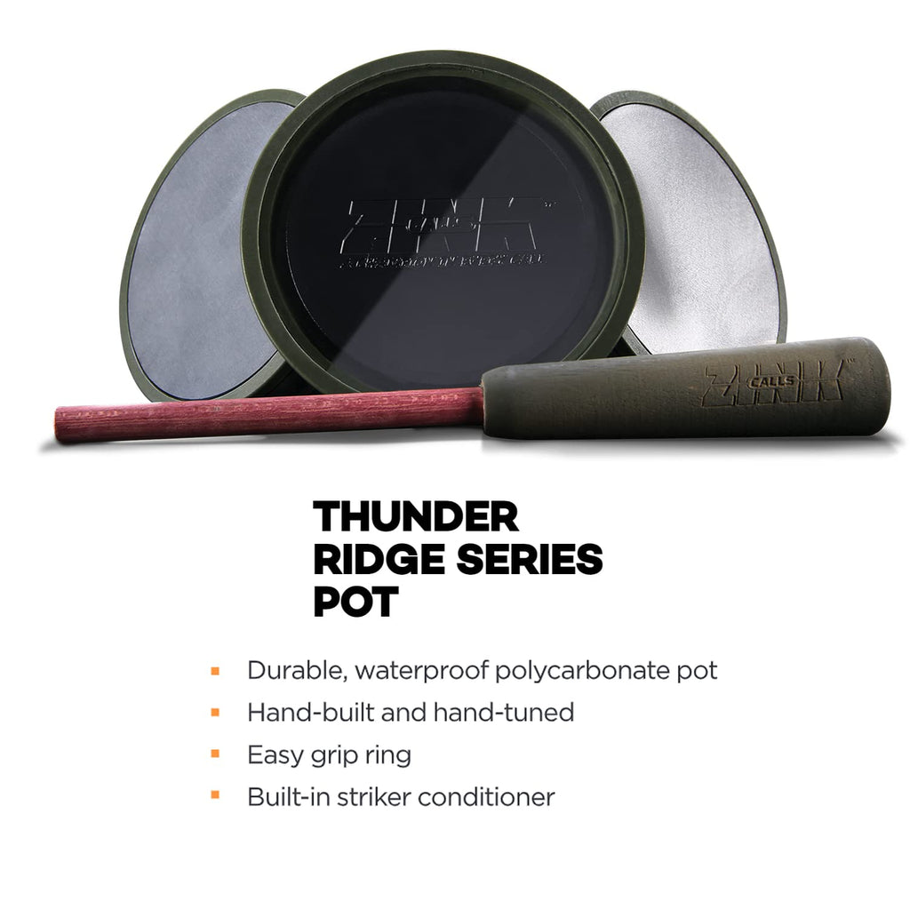 Zink Calls Thunder Ridge Series Hunting Pot Turkey Call | Durable Waterproof Polycarbonate Hand-Built Hand-Tuned User-Friendly,