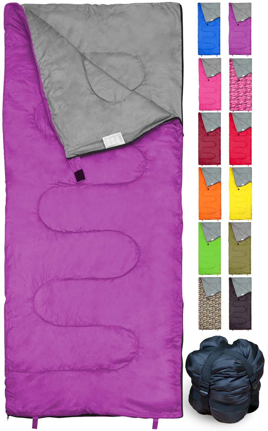 Lightweight Violet/Purple Sleeping Bag By Revalcamp. Indoor & Outdoor Use. Great For Kids, Youth & Adults. Ultralight And Compac