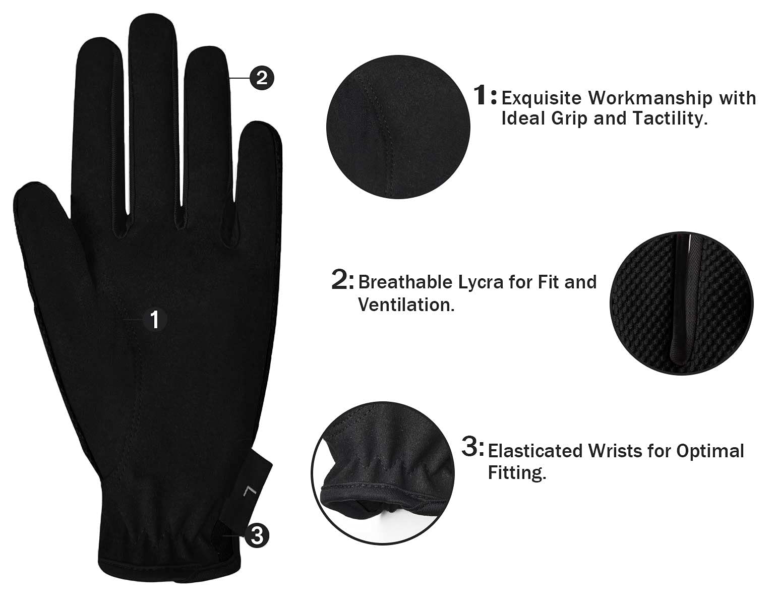 Chinfun Kids Horse Riding Gloves Equestrian Horseback Gloves For Youth Children Boys Girls Outdoor Biking Cycling Running Black