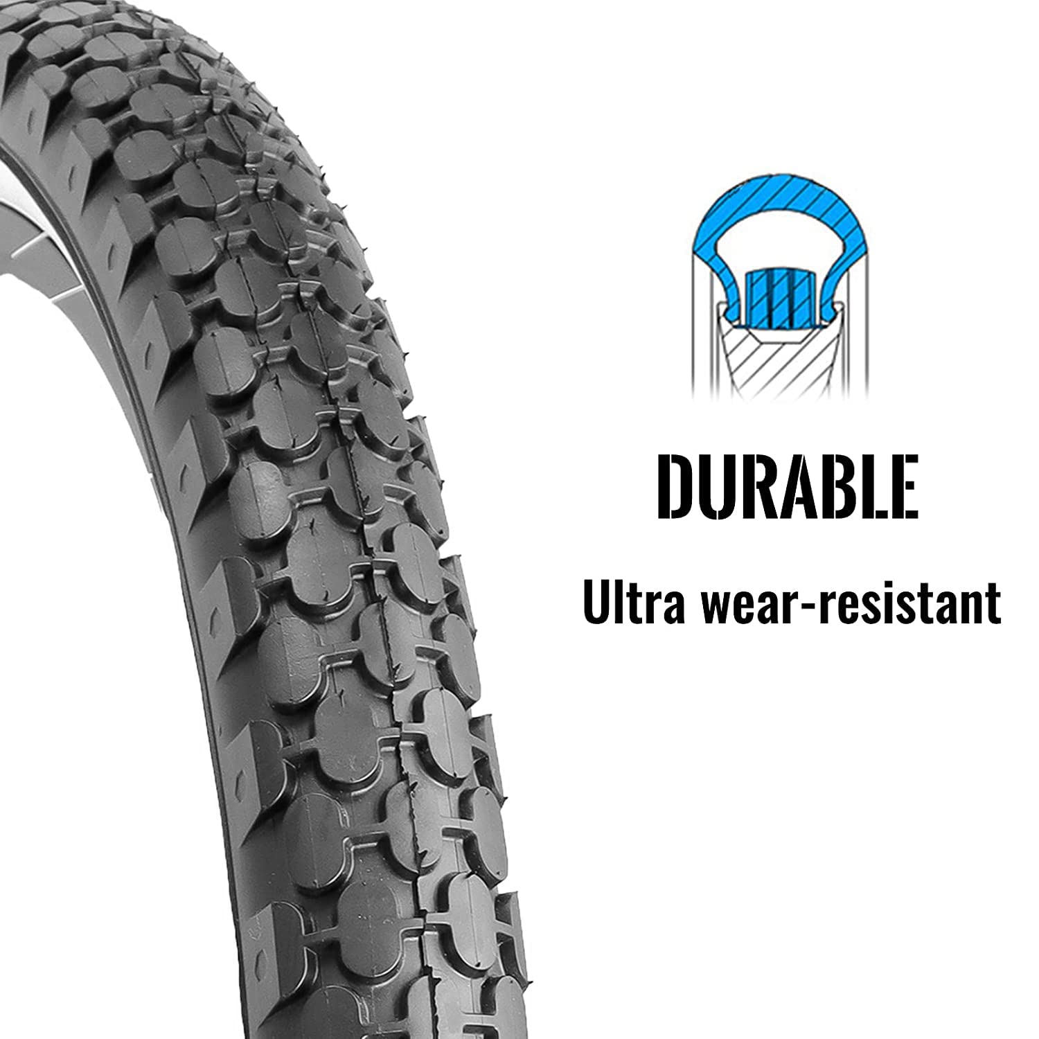 Hycline Bike Tire,26''X2.125''Folding Replacement Tire For Beach Cruiser Bicycle-White