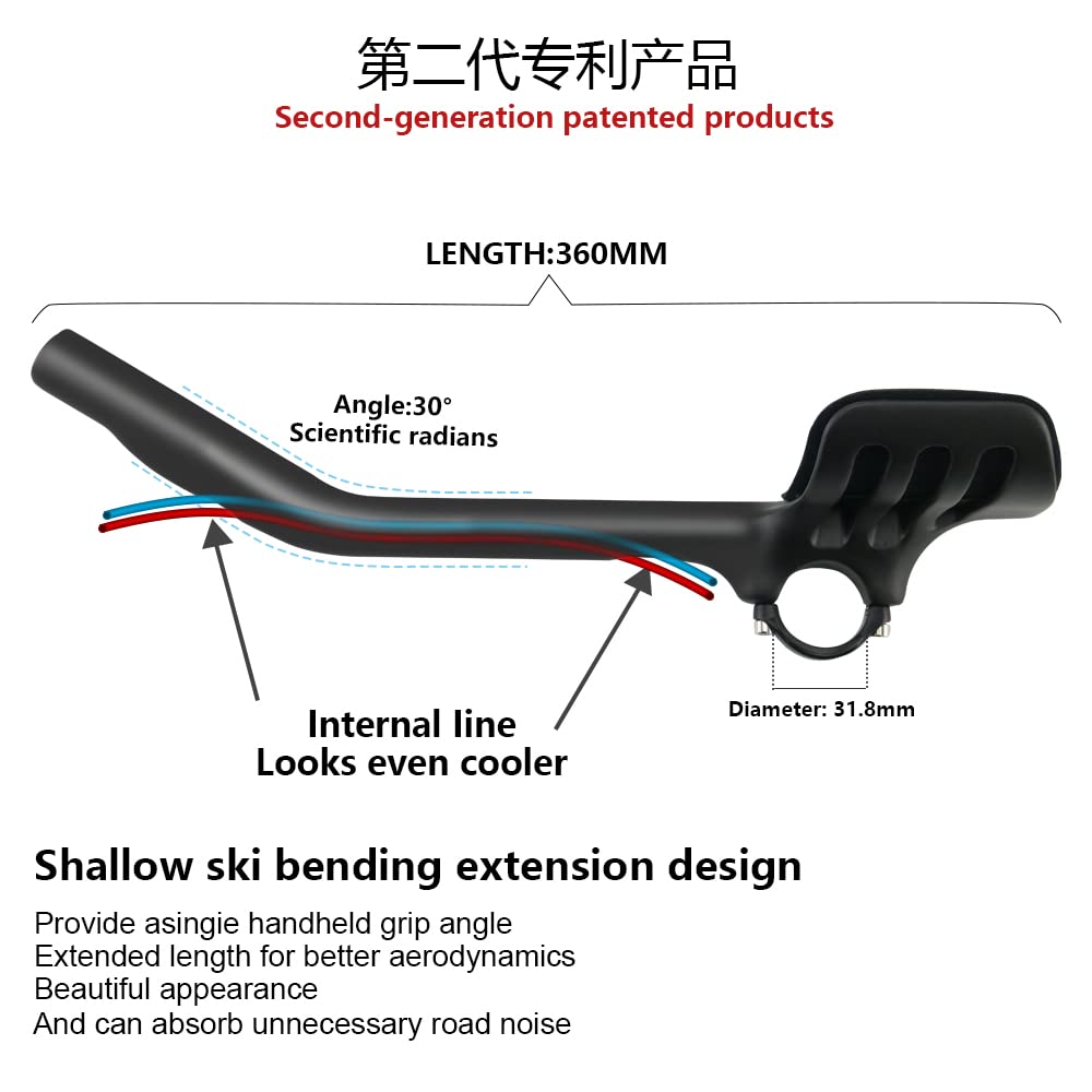 Rxl Sl Carbon Fiber Triathlon Bicycle Extender 31.8Mm Triathlon Tt Arm Rest Handlebar 30 Degree Aerobars 360Mm Ud Matte Carbon A