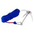 Ant Mag Grappling Hook Stainless Steel Claw Carabiner With 20M/65Ft 8Mm Auxiliary Blue Rope For Camping Hiking Tree Grabbing And