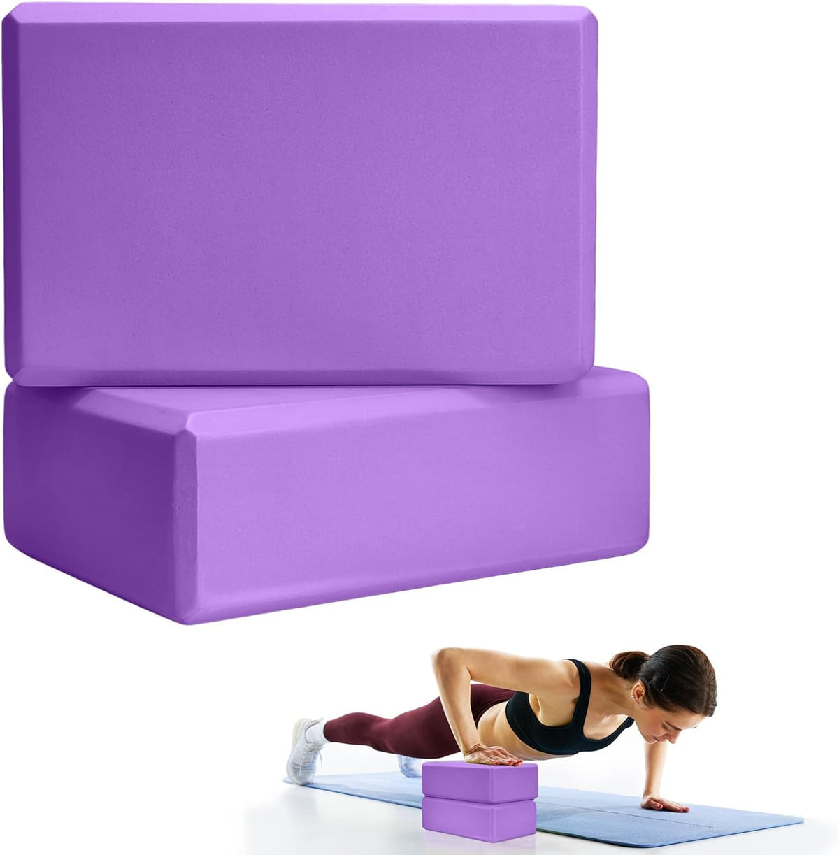 Piqiuqiu Set Of 2 Yoga Blocks Eva Stability For Meditation Yoga Pilates Support And Strengthen Poses
