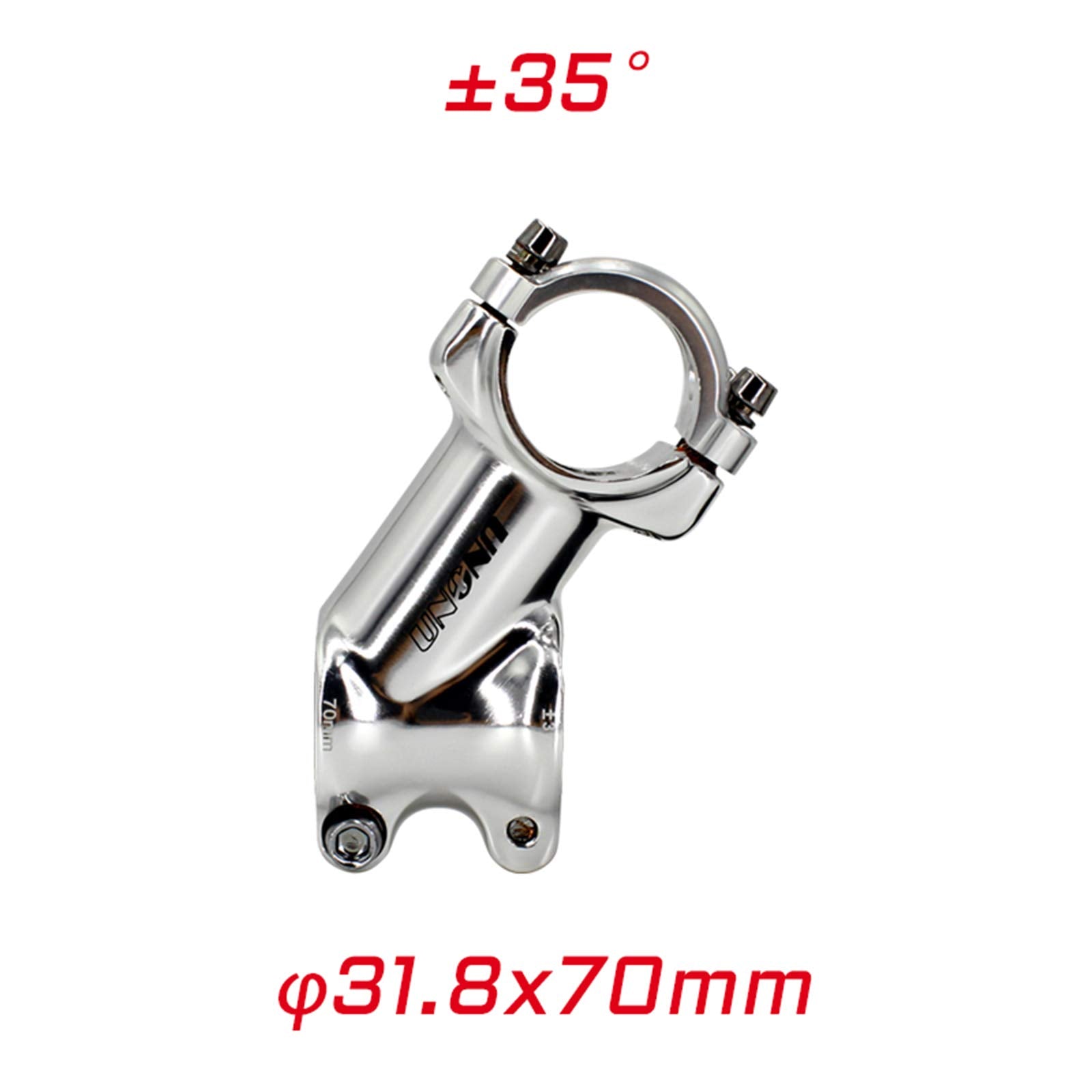 Meische Retro Silver 31.8 Stem 70Mm Mountain Bike Stem,35 Degree Bicycle Stem Riser Short Handlebar Stem For Mtb, Road Bike, Bmx