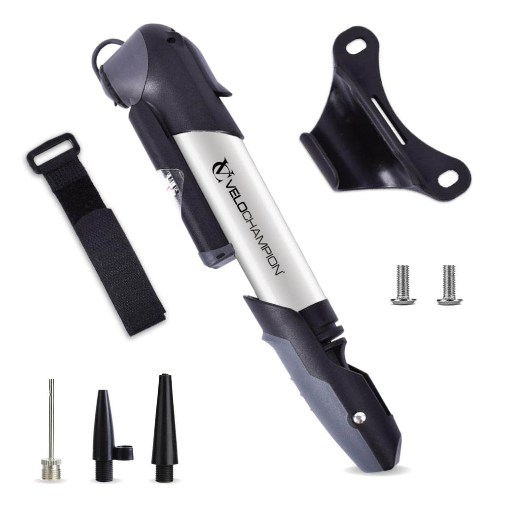 Velochampion Alloy Mini Bike Pump Suitable For Presta, Schrader And Dunlop - Portable, Compact, Durable And Easy To Use (Alloy 9