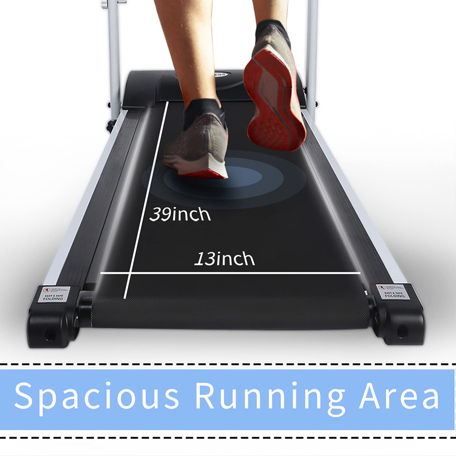 Yssoa High Performance Folding Treadmill, Workout Running Machine With Lcd Display And Phone Slot, Compact Treadmill For Fitness