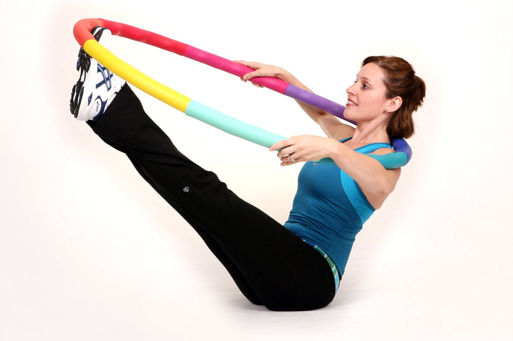 Sports Hoop Weighted Hula Hoop, Acu Hoop 4M - 4 Lb Medium, Weight Loss Fitness Workout With Ridges. (Rainbow Colors)