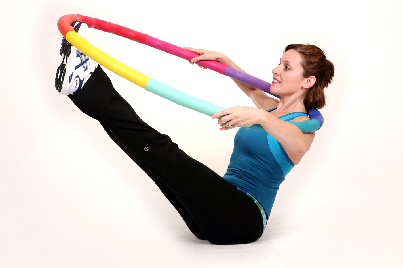 Sports Hoop Weighted Hula Hoop, Acu Hoop 4M - 4 Lb Medium, Weight Loss Fitness Workout With Ridges. (Rainbow Colors)