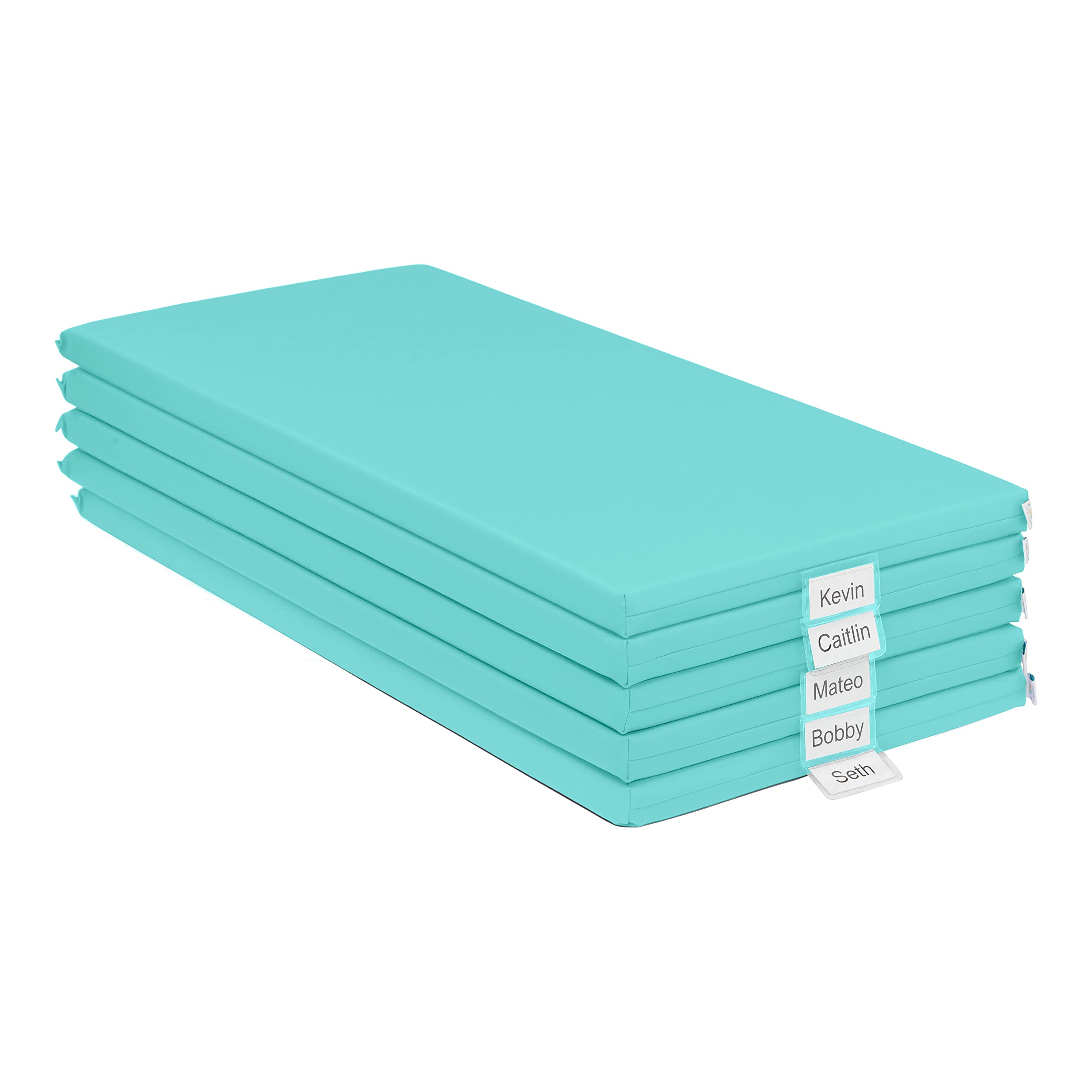 Ecr4Kids Softzone Rainbow Rest Mat, 2In, Sleeping Pad, Seafoam, 5-Piece