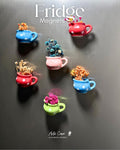 Arte Casa Sip & Stick Fridge Magnets 3D Decorative Attractive Tiny Flower Vase Cute Small Planter (Pack Of 6)