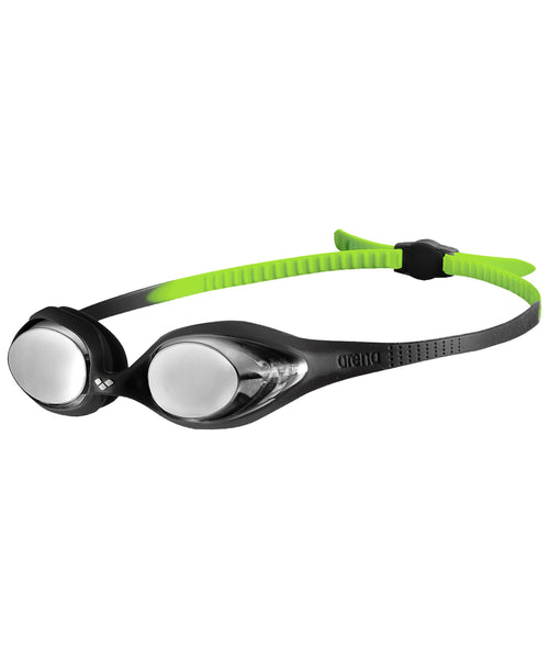 ARENA Unisex Youth Spider Junior Swim Goggles Girls and Boys Ages 6 to 12 Anti-Fog Mirror Lens Easy to Adjust Strap No Leak, Bla