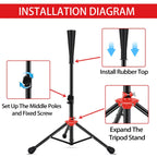 Fdls Baseball Batting Tee For Adults And Youth Teens, Portable Tripod Stand Base Tee Easy Adjustable Height 26 To 39 Inches For
