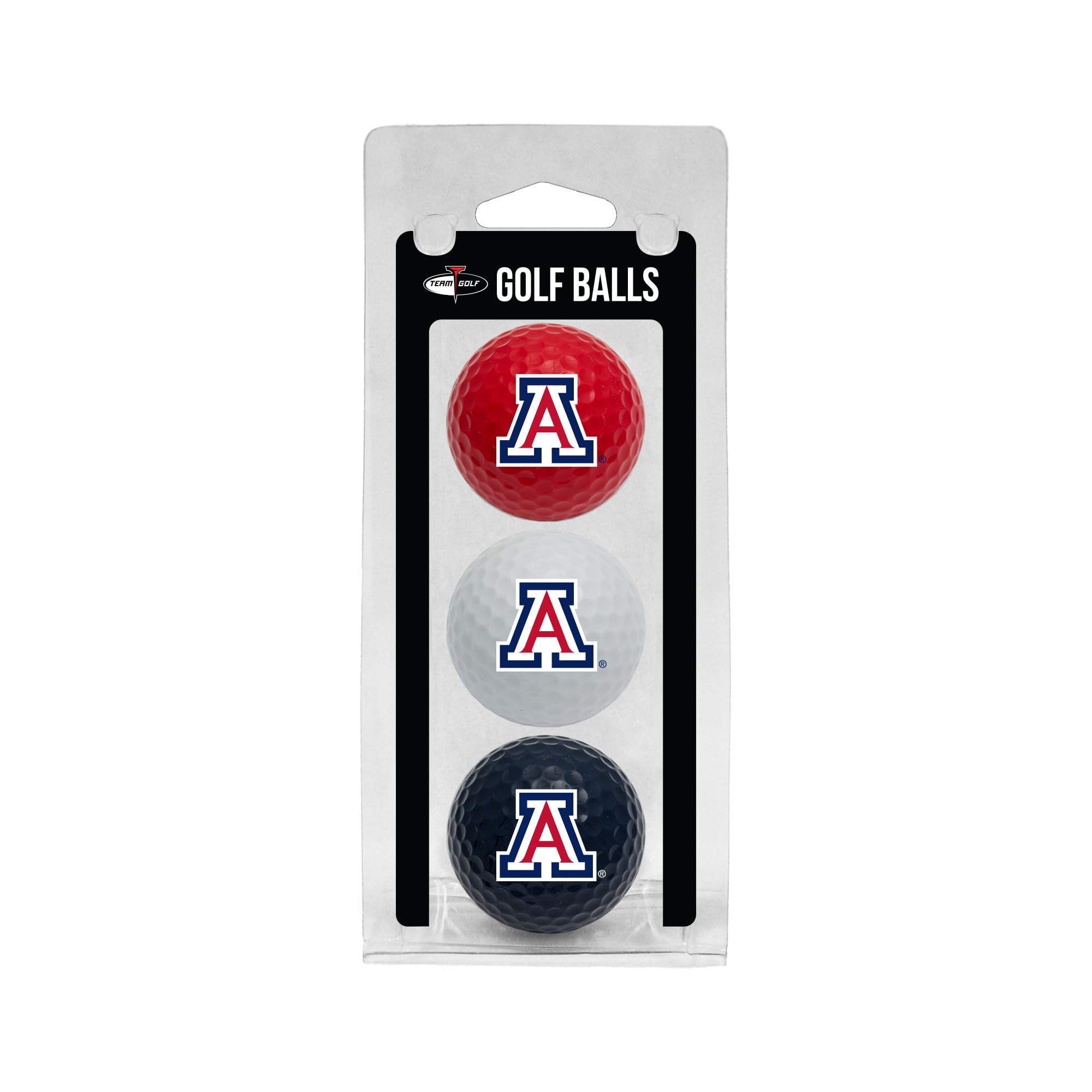 Team Golf NCAA Arizona Wildcats 3 Golf Ball Pack Regulation Size Golf Balls, 3 Pack, Full Color Durable Team Imprint