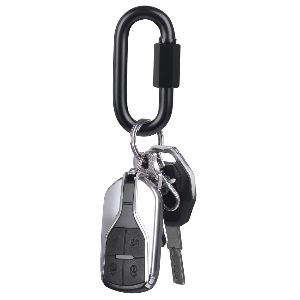 Bewishome D Shape Locking Carabiner,Black Quick Links,Durable Chain Links,Heavy Duty Chain Connector,Black M8 Hdk03H