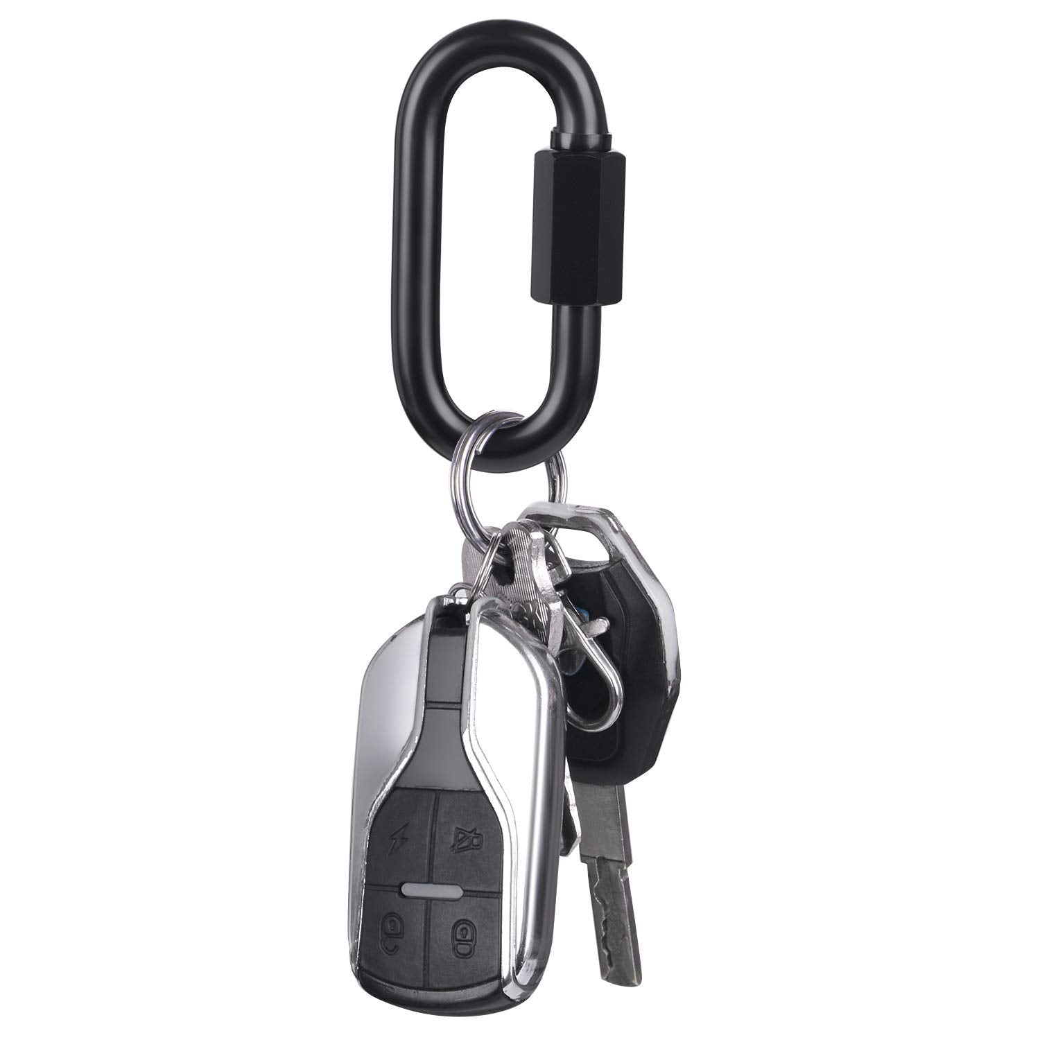 Bewishome D Shape Locking Carabiner,Black Quick Links,Durable Chain Links,Heavy Duty Chain Connector,Black M8 Hdk03H
