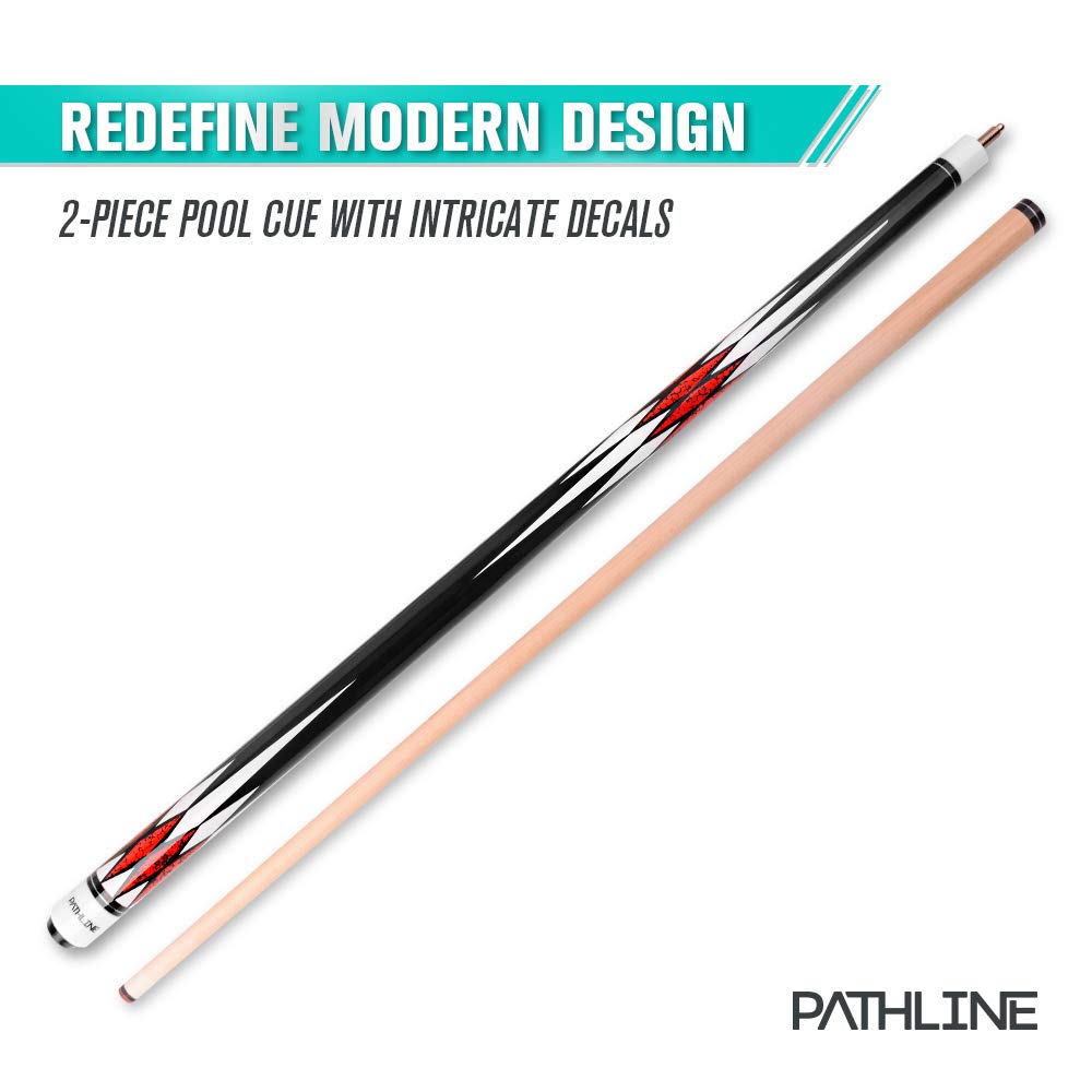 Pathline Pool Cue Stick - 58 Inch Canadian Maple Billiard Pool Stick (Red 18Oz)
