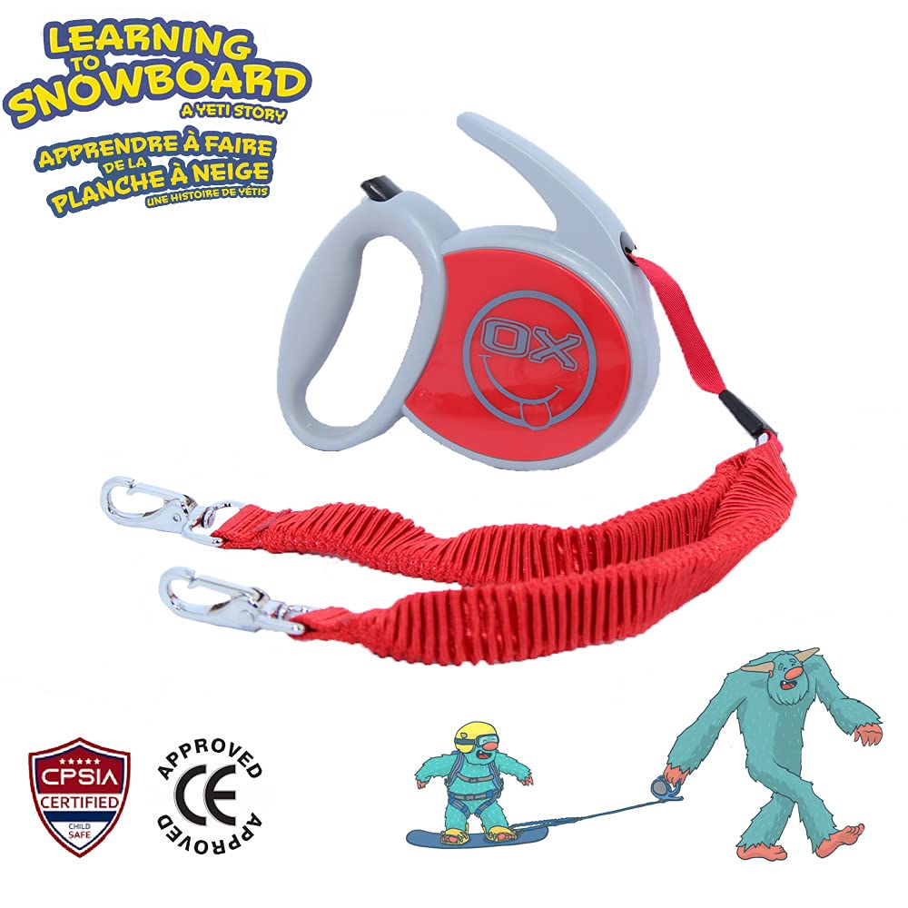Mdxone Kids Snowboard Ski Harness Trainer With Retractable Leash And Absorb Bungees (Red) Winter 21-22 Yetis Logos
