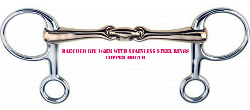 Prorider Ss Hanging Cheek Lozenge Baucher Copper Dog Bone 4-1/2'' Horse Bit 35188A
