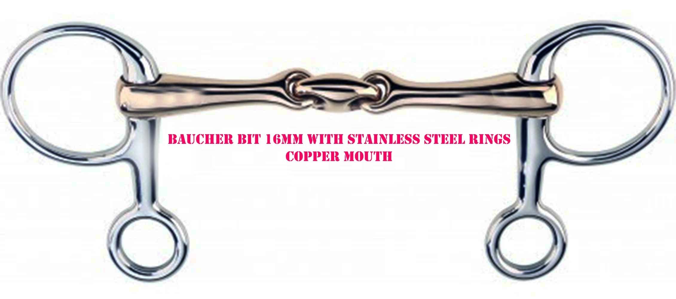 Prorider Ss Hanging Cheek Lozenge Baucher Copper Dog Bone 4-1/2'' Horse Bit 35188A