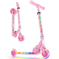 BELEEV Scooters for Kids with Light-Up Wheels & Stem & Deck, 2 Wheel Folding Scooter for Girls Boys, 3 Adjustable Height, Non-Sl