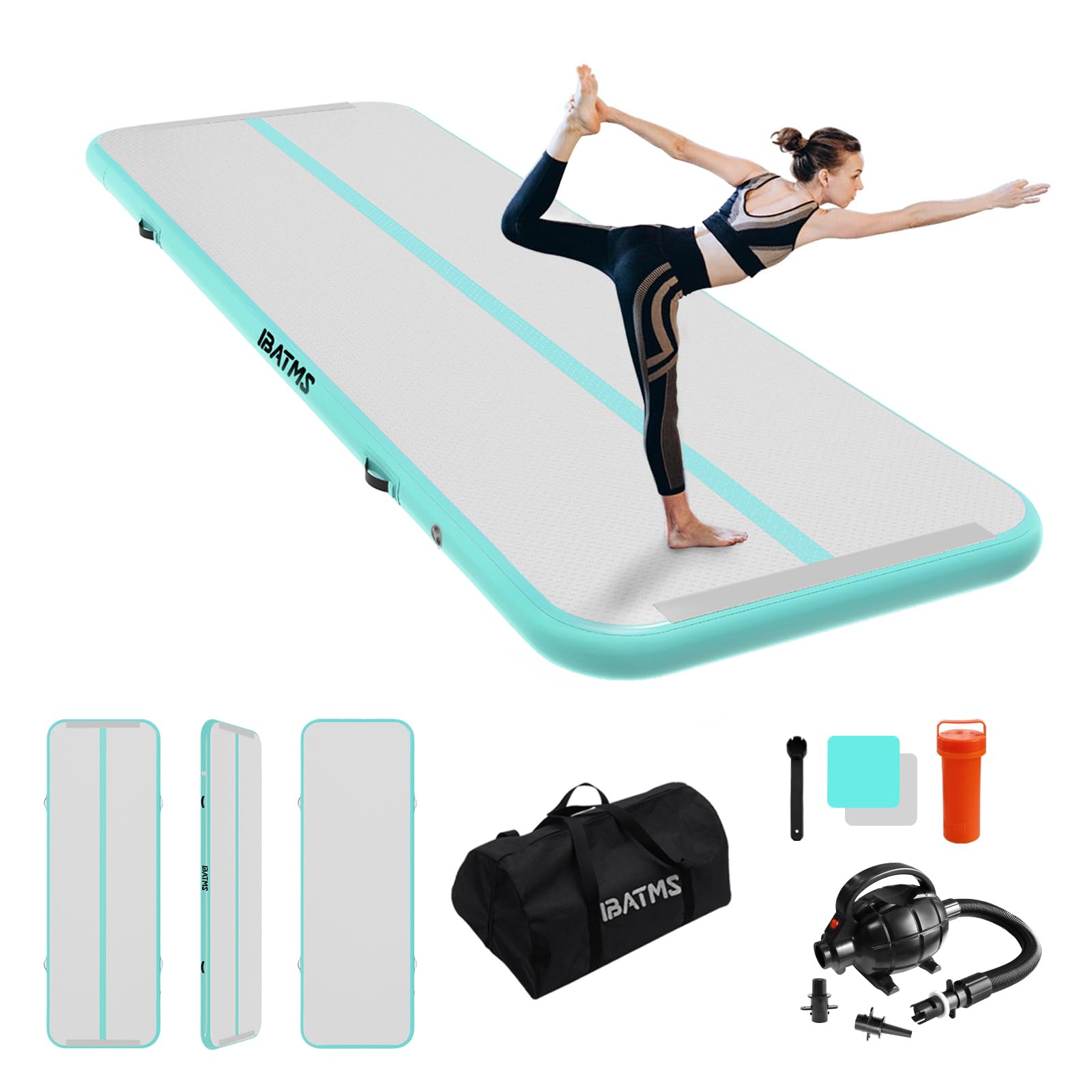 Ibatms Air Tumbling Mat Tumble Track, 4/8Inches Inflatable Gymnastics Air Mat For Home Use/Training/Cheerleading/Yoga/Water With