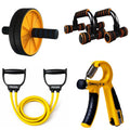 PRO3655 Fitness Kit with Ab Roller Wheel | PVC Solid PushUp Bars | Counter Hand Gripper | Toning Exercising Tube | Home Workout